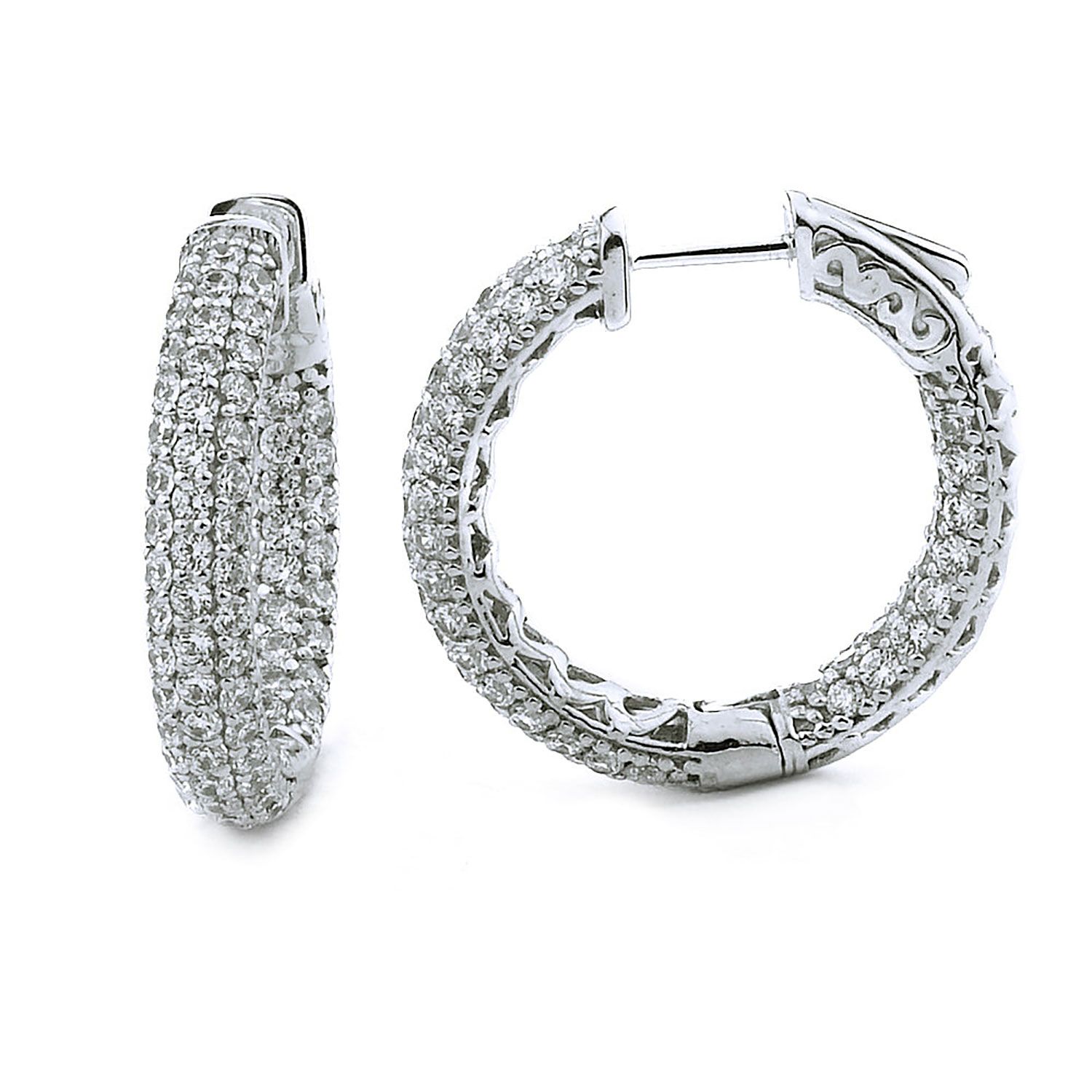 Dazzlers Sterling Silver Rhodium Plated and micro-pave CZ Hoop Earrings, MPN: DCE-309