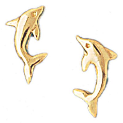 Dazzlers 14k Yellow Gold Dolphin Stud Earrings, MPN: DZ-13072