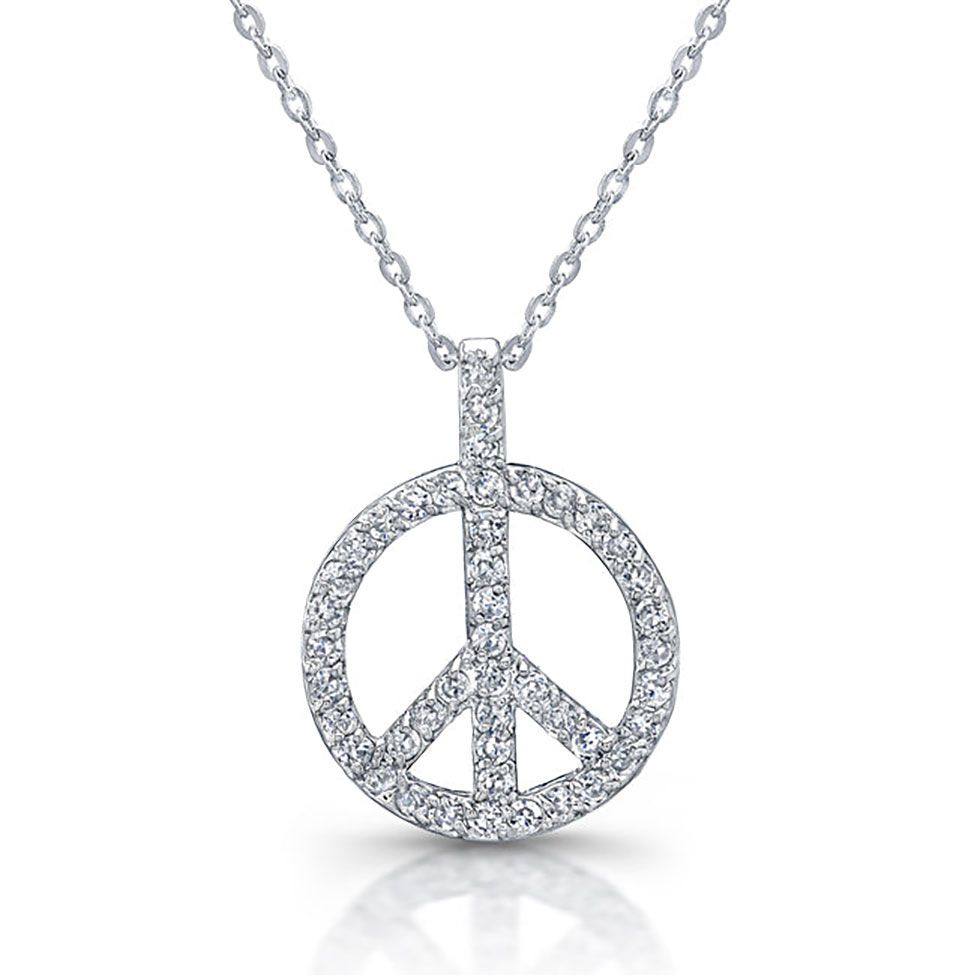 Dazzlers Sterling Silver Rhodium Plated and CZ Peace Necklace, MPN: DBN3289