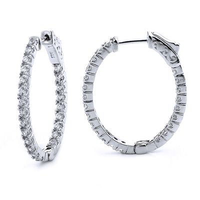 Dazzlers Sterling Silver Rhodium Plated and CZ Oval Hoop Earrings, MPN: DCE-292