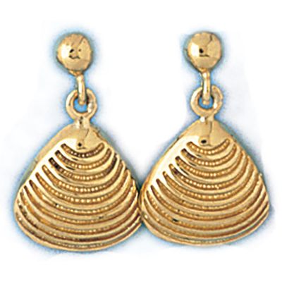Dazzlers 14k Yellow Gold Shell Dangle Earrings, MPN: DZ-13133