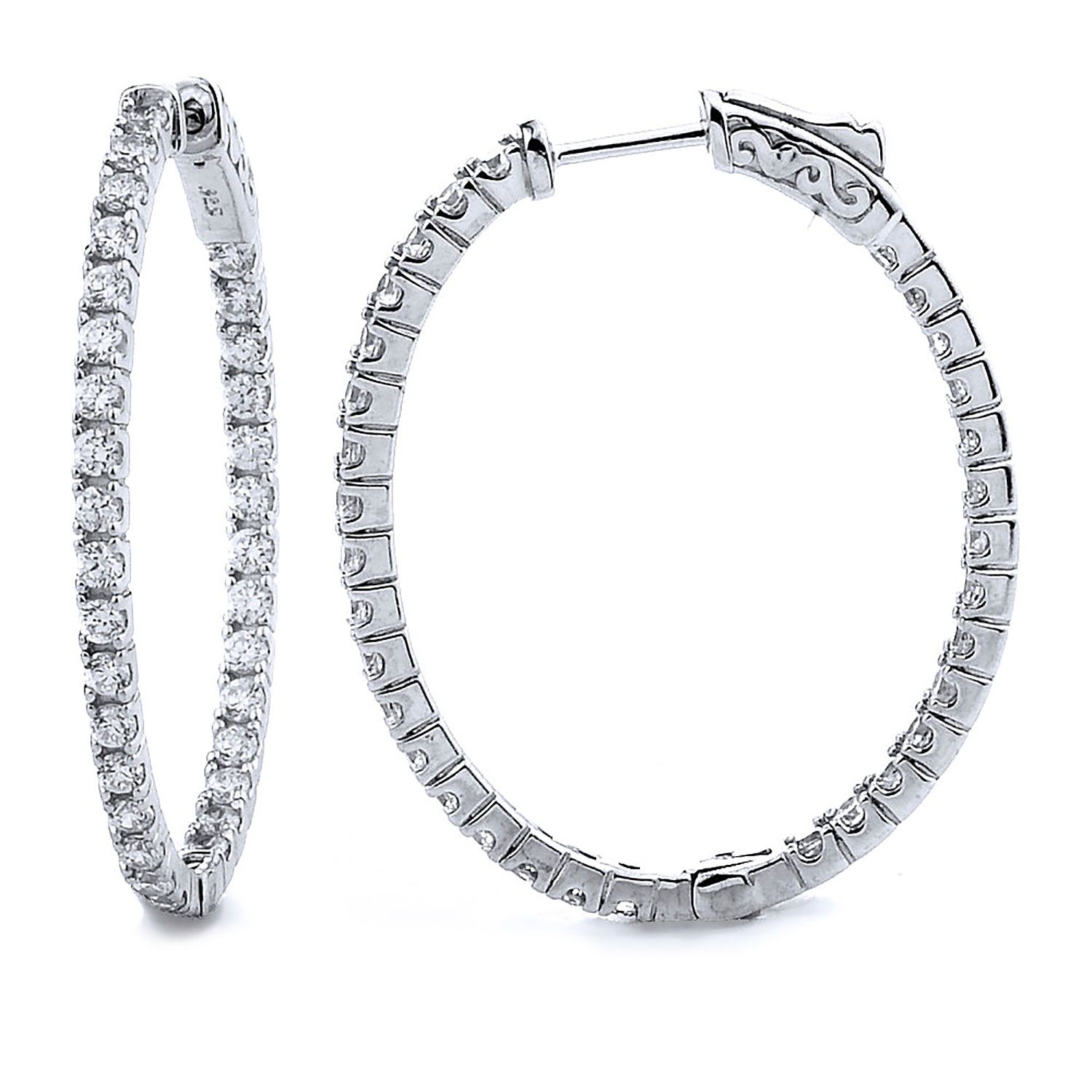 Dazzlers Sterling Silver Rhodium Plated and CZ Oval Hoop Earrings, MPN: DCE-289