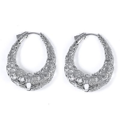 Dazzlers Sterling Silver Rhodium Plated and CZ Filigree Hoop Earrings, MPN: DCE-447