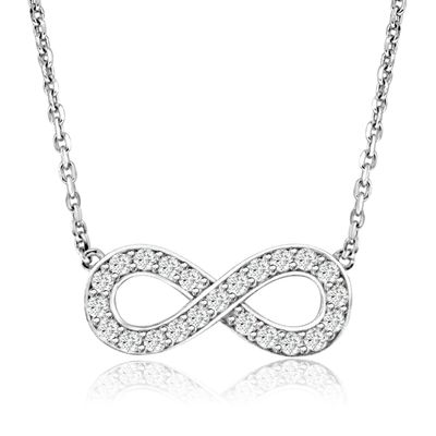 Dazzlers Sterling Silver Rhodium Plated and CZ Infinity Necklace, MPN: DCN-538