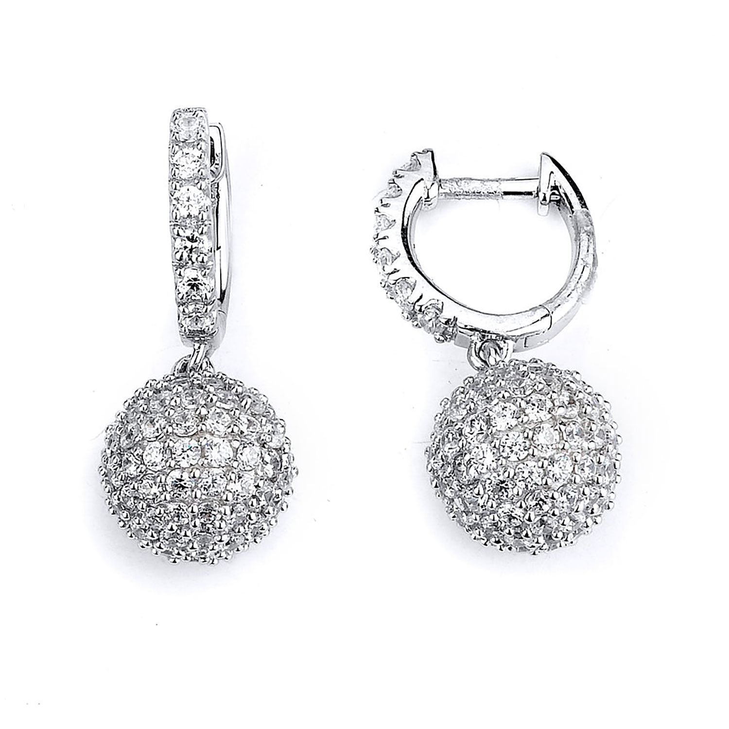 Dazzlers Sterling Silver Rhodium Plated and CZ Ball Earrings, MPN: DCE-205