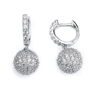Dazzlers Sterling Silver Rhodium Plated and CZ Ball Earrings, MPN: DCE-205