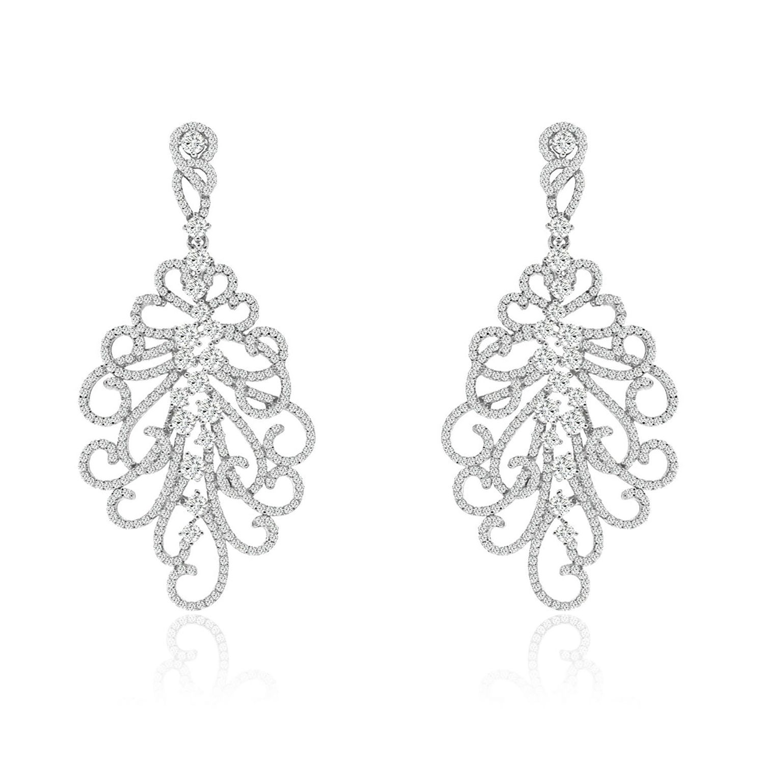 Dazzlers Sterling Silver Rhodium Plated and CZ Fashion Chandelier Earrings, MPN: DCE-627