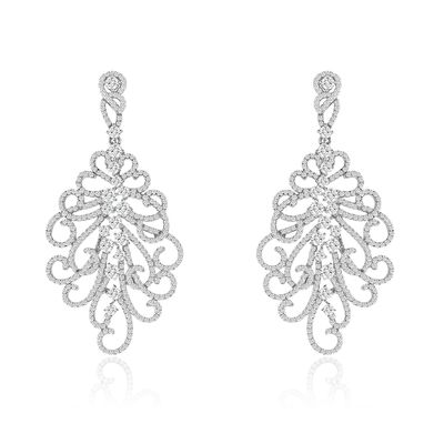 Dazzlers Sterling Silver Rhodium Plated and CZ Fashion Chandelier Earrings, MPN: DCE-627