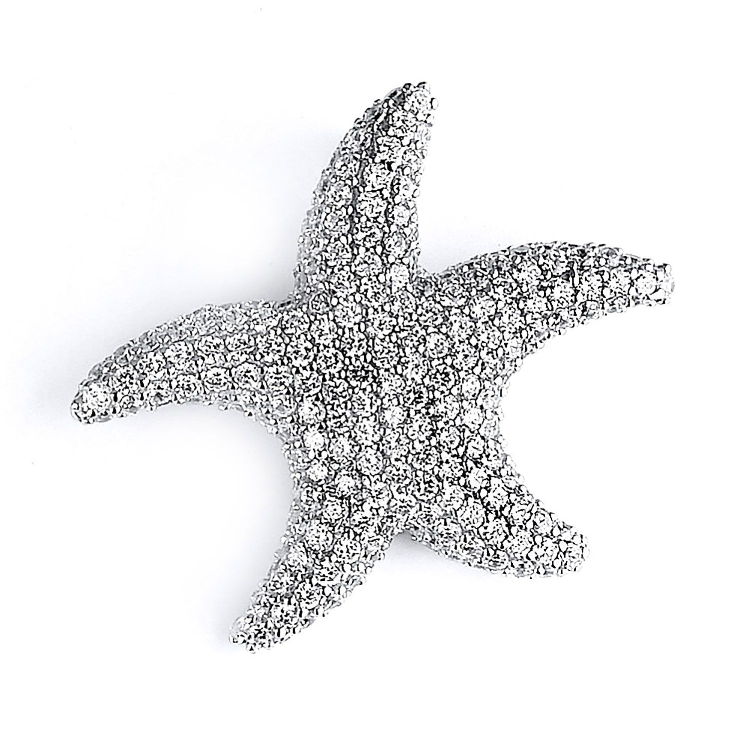 Dazzlers Sterling Silver Rhodium Plated and micro-pave CZ Starfish Necklace, MPN: DCP-212