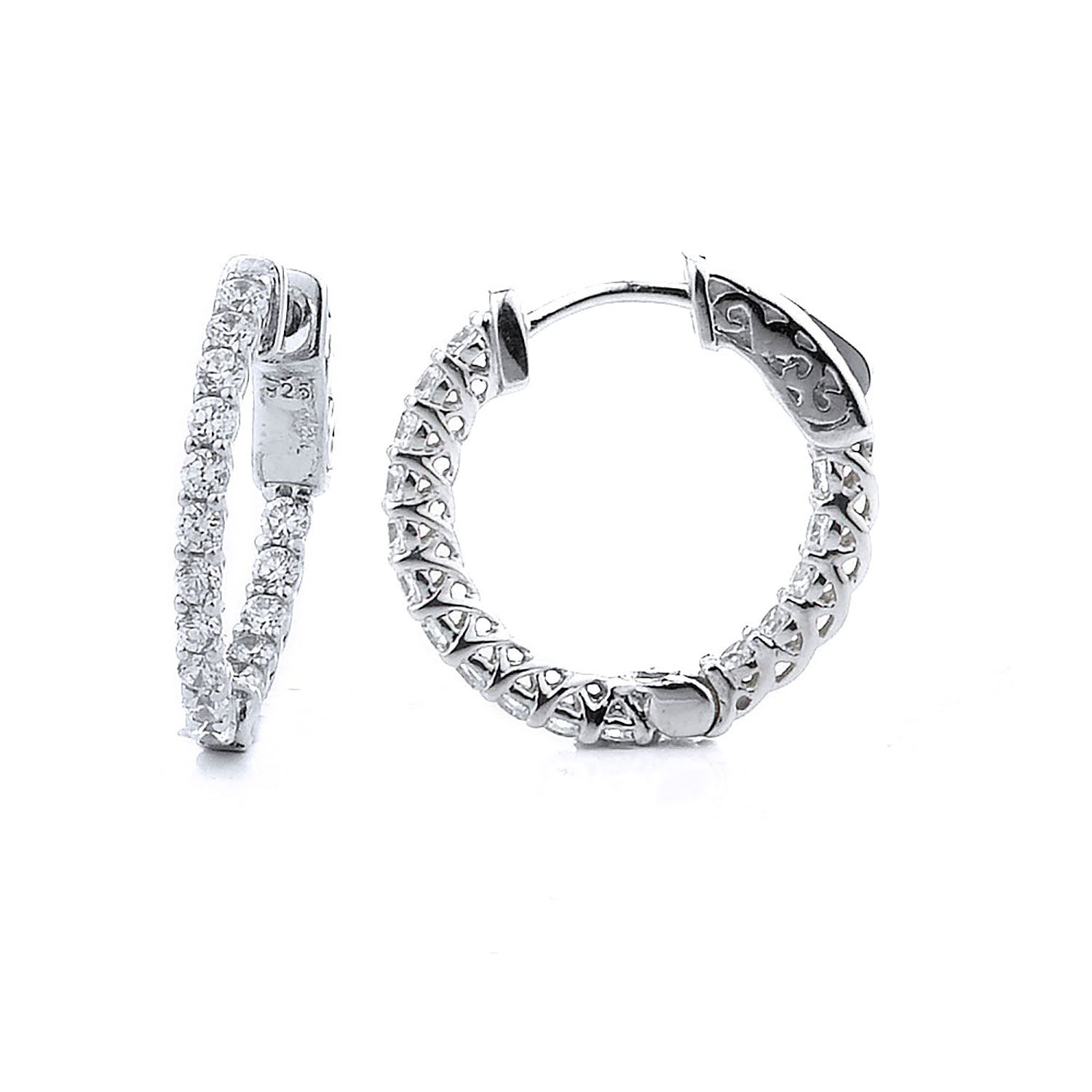 Dazzlers Sterling Silver Rhodium Plated and CZ Oval Hoop Earrings, MPN: DCE-266