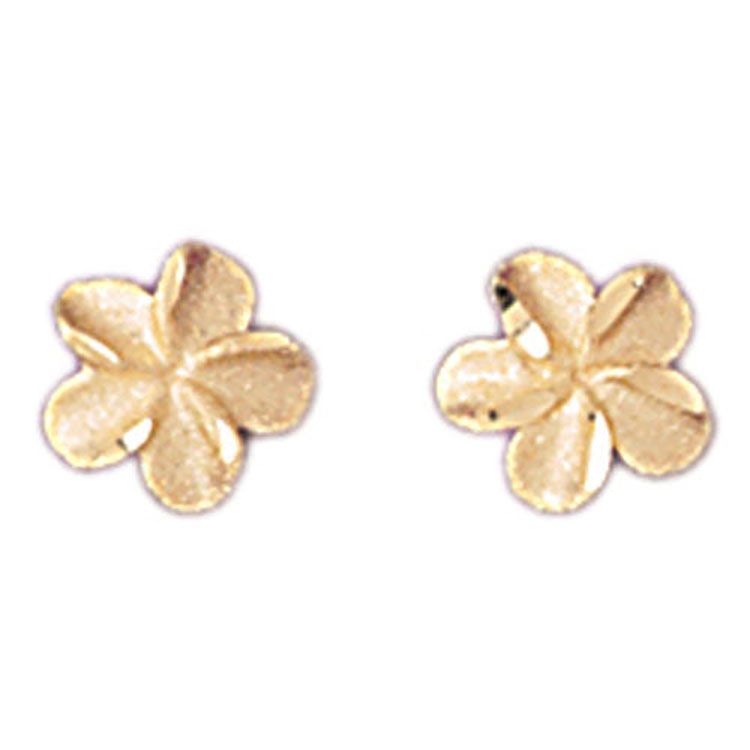 Dazzlers 14k Yellow Gold Plumeria Stud Earrings, MPN: DZ-12133