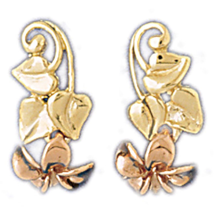 Dazzlers 14k Yellow Gold Plumeria Flower Drop Earrings, MPN: DZ-12924