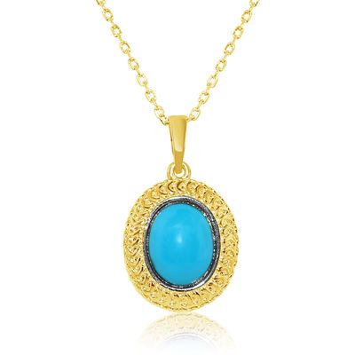 Dazzlers Sterling Silver Gold Plated and Simulated Turquoise Necklace, MPN: DBN837