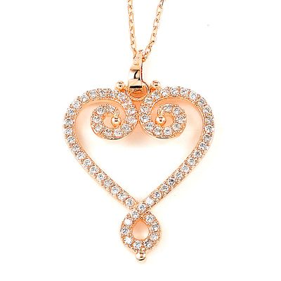 Dazzlers Sterling Silver Rhodium Plated and Pink CZ Necklace, MPN: DBN666