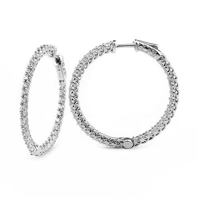 Dazzlers Sterling Silver Rhodium Plated and CZ Hoop Earrings, MPN: DCE-49