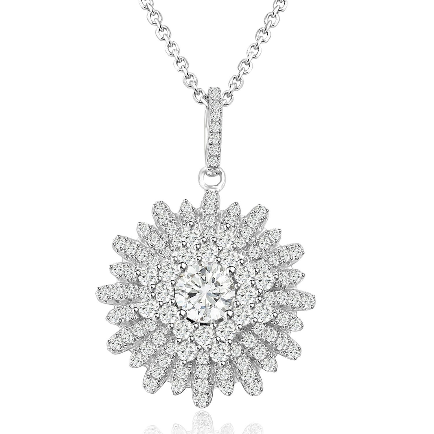 Dazzlers Sterling Silver Rhodium Plated and CZ Necklace, MPN: DYN-743