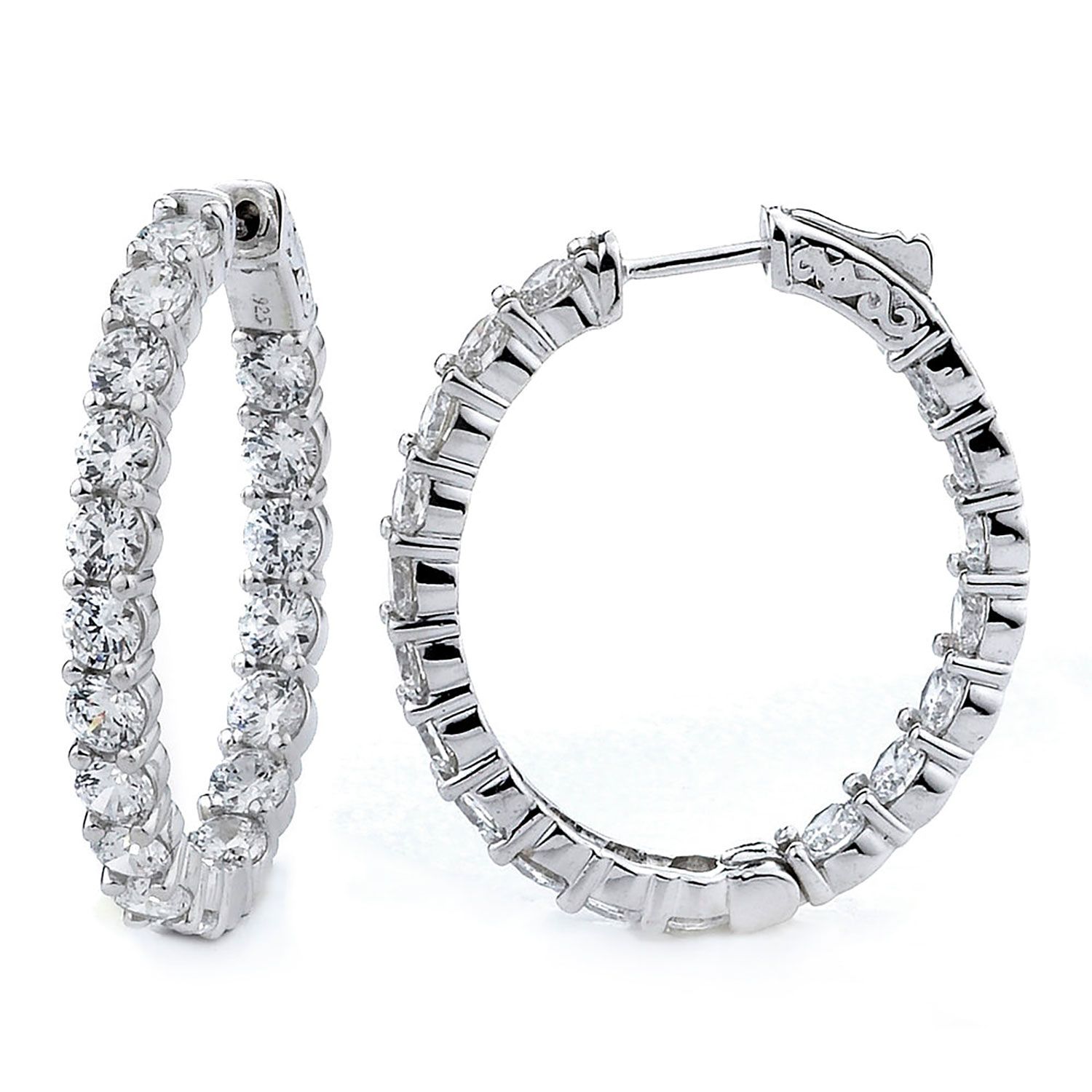 Dazzlers Sterling Silver Rhodium Plated and CZ Oval Hoop Earrings, MPN: DCE-392