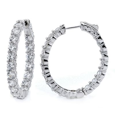 Dazzlers Sterling Silver Rhodium Plated and CZ Oval Hoop Earrings, MPN: DCE-392