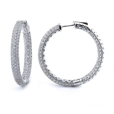 Dazzlers Sterling Silver Rhodium Plated and micro-pave CZ Hoop Earrings, MPN: DCE-310