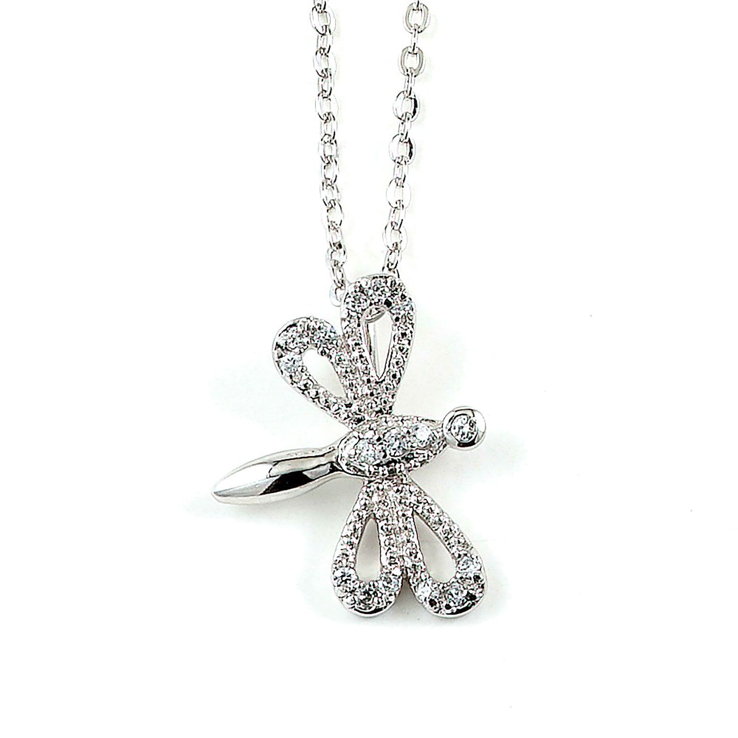 Dazzlers Sterling Silver Rhodium Plated and CZ Dragonfly Necklace, MPN: DBN3476