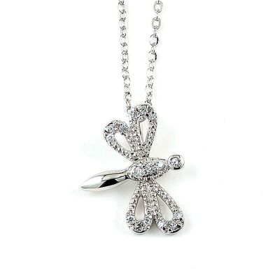 Dazzlers Sterling Silver Rhodium Plated and CZ Dragonfly Necklace, MPN: DBN3476