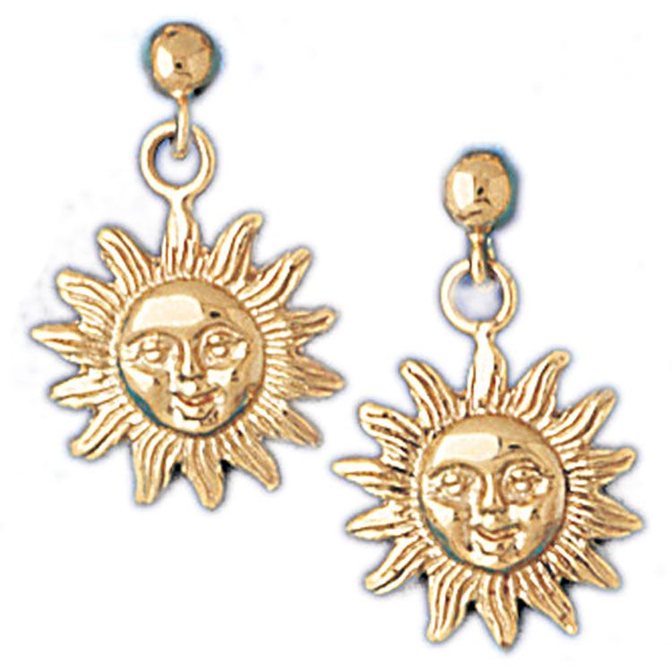 Dazzlers 14k Yellow Gold Sun Stud Earrings, MPN: DZ-13036