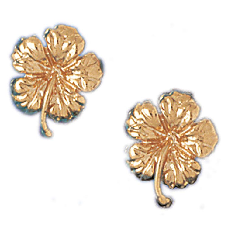 Dazzlers 14k Yellow Gold Hibiscus Flower Stud Earrings, MPN: DZ-13035