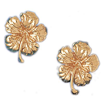 Dazzlers 14k Yellow Gold Hibiscus Flower Stud Earrings, MPN: DZ-13035