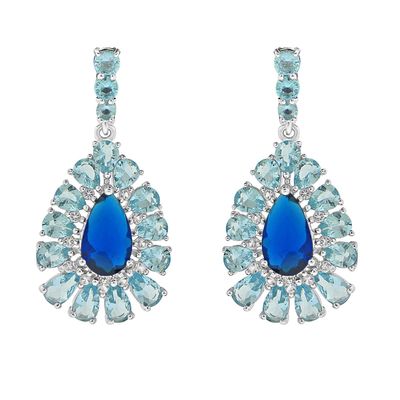 Dazzlers Sterling Silver Rhodium Plated with Simulated Sapphire and Blue Topaz, MPN: DSE-817