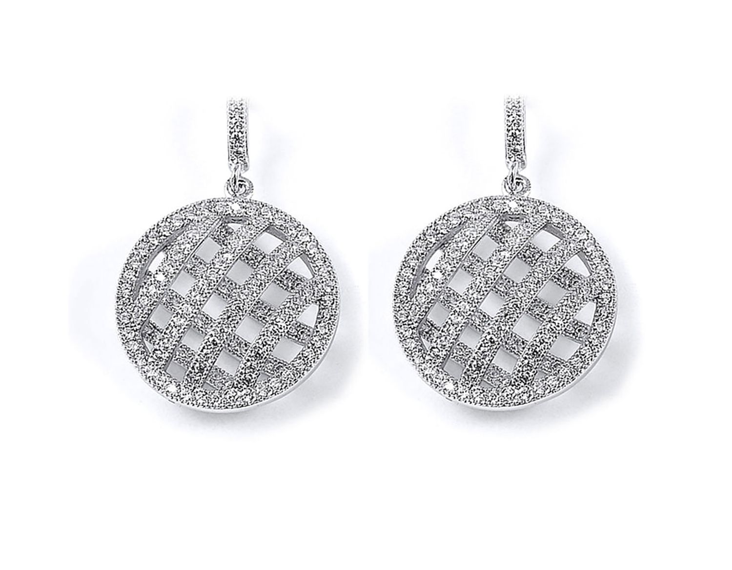 Dazzlers Sterling Silver Rhodium Plated and CZ Dangle Earrings, MPN: DME-274