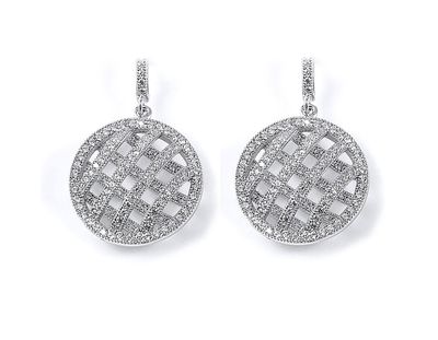Dazzlers Sterling Silver Rhodium Plated and CZ Dangle Earrings, MPN: DME-274