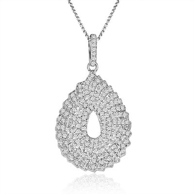 Dazzlers Sterling Silver Rhodium Plated and micro-pave Pear shape CZ Necklace, MPN: DYN-712