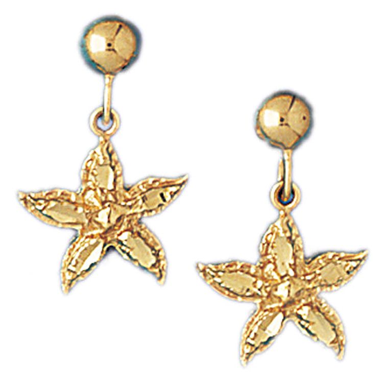 Dazzlers 14k Yellow Gold Starfish Dangle Earrings, MPN: DZ-13111