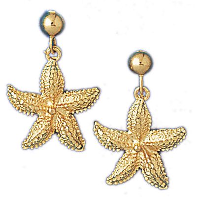 Dazzlers 14k Yellow Gold Starfish Dangle Earrings, MPN: DZ-13114