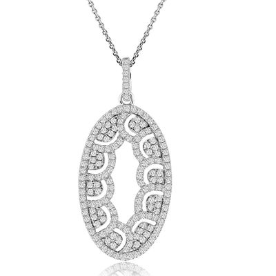 Dazzlers Sterling Silver Rhodium Plated and Oval CZ Necklace, MPN: DYN-742