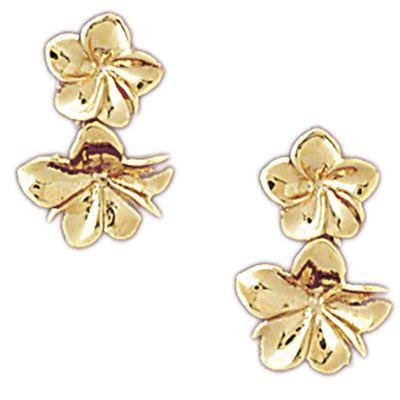 Dazzlers 14k Yellow Gold Plumeria Drop Earrings, MPN: DZ-12093