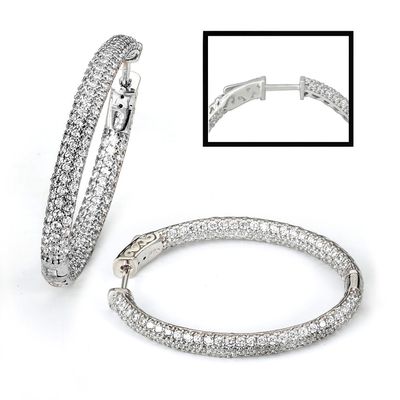 Dazzlers Sterling Silver Rhodium Plated and CZ Hoop Earrings, MPN: DCE-21
