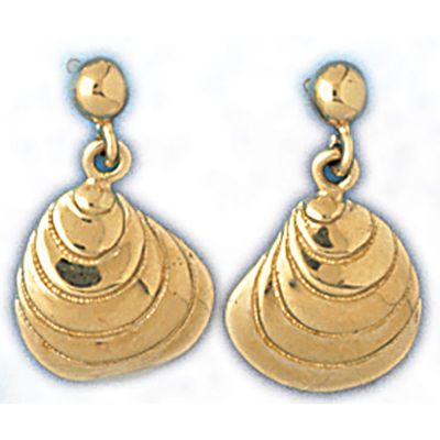 Dazzlers 14k Yellow Gold Shell Dangle Earrings, MPN: DZ-13134