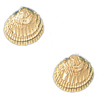 Dazzlers 14k Yellow Gold Shell Stud Earrings, MPN: DZ-13050