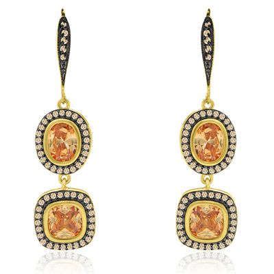 Dazzlers Sterling Silver Gold &amp; Black Rhodium Plated with Simulated Citrine and CZ, MPN: DBE885