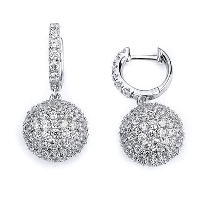 Dazzlers Sterling Silver Rhodium Plated and micro-pave CZ Ball Dangle Earrings, MPN: DCE-121