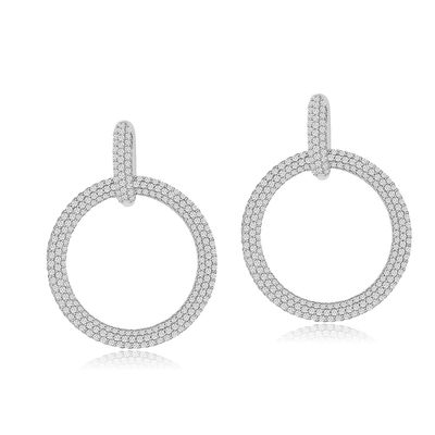 Dazzlers Sterling Silver Rhodium Plated with micro-pave CZ Dangle Earrings, MPN: DCE-583