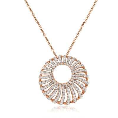 Dazzlers Sterling Silver Rose Gold Plated and CZ Necklace, MPN: DYN-734P