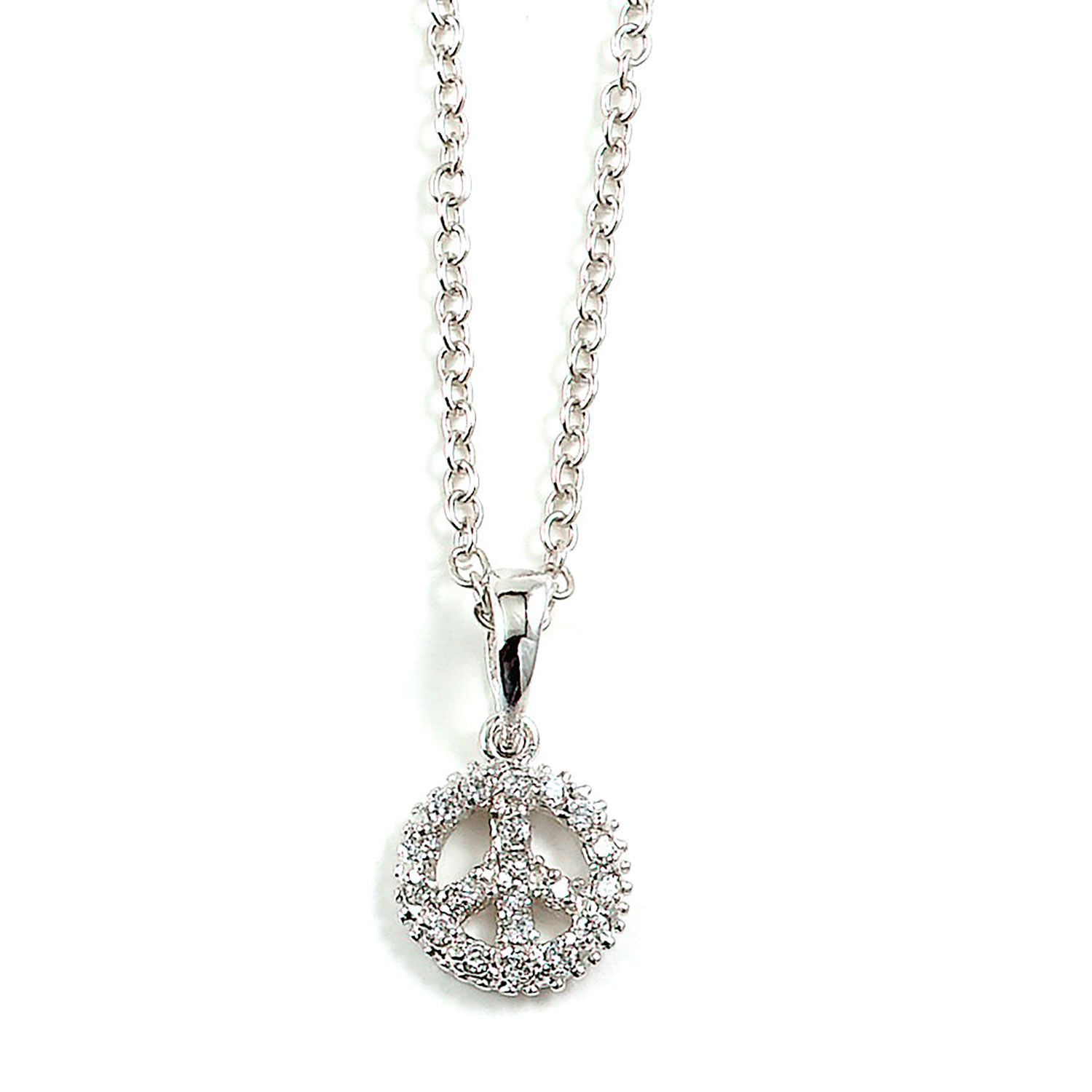 Dazzlers Sterling Silver Rhodium Plated and CZ Peace Necklace, MPN: DBN11875