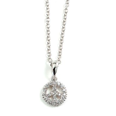 Dazzlers Sterling Silver Rhodium Plated and CZ Peace Necklace, MPN: DBN11875