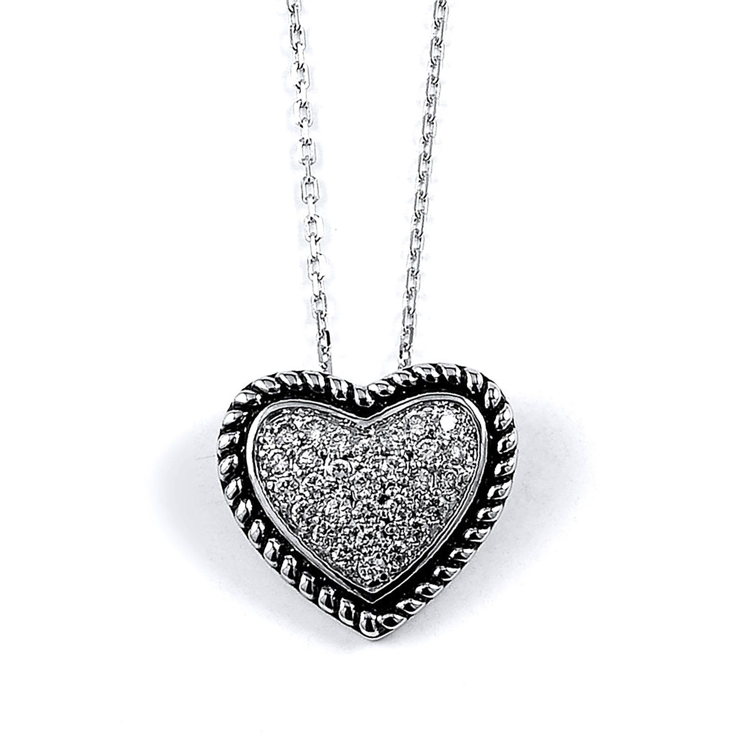 Dazzlers Sterling Silver Rhodium Plated and CZ Heart Necklace, MPN: DBN11856