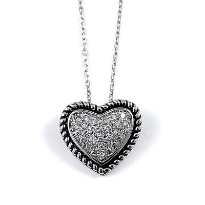Dazzlers Sterling Silver Rhodium Plated and CZ Heart Necklace, MPN: DBN11856