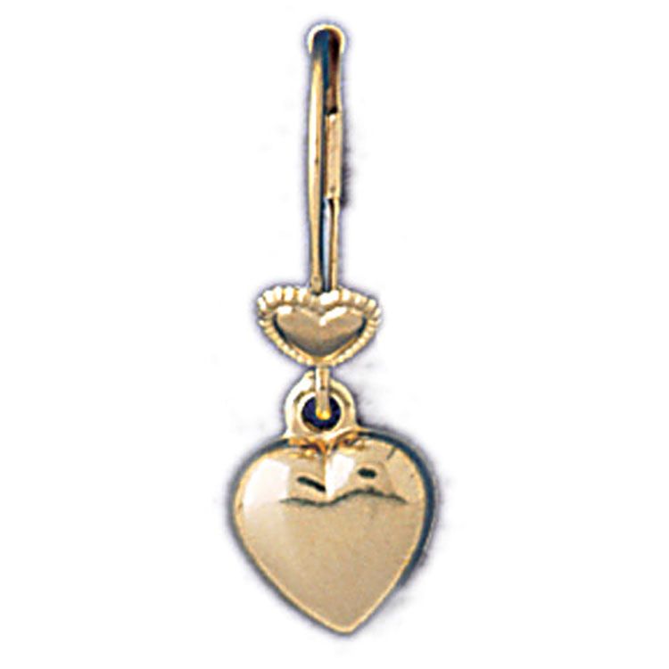Dazzlers 14k Yellow Gold Puffed Heart Leverback Earrings, MPN: DZ-13021