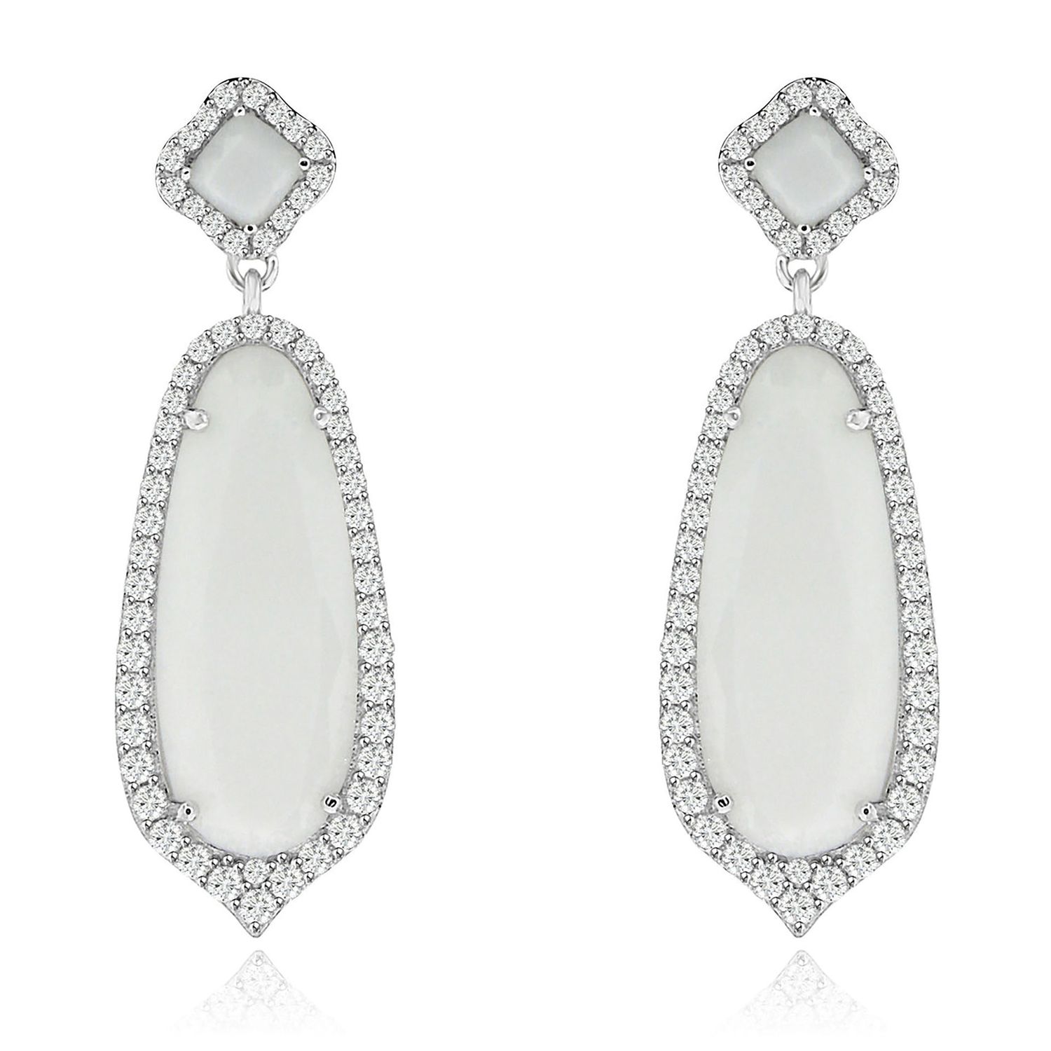 Dazzlers Sterling Silver Rose Gold Plated and Simulated Milky Crystal with CZ Earrings, MPN: DCE-486