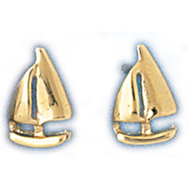 Dazzlers 14k Yellow Gold Sailboat Stud Earrings, MPN: DZ-13139